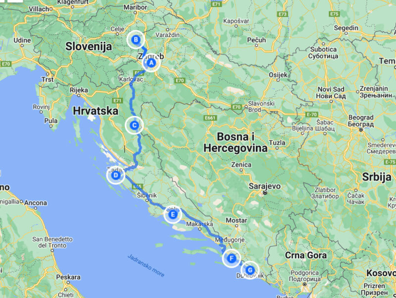Authentic Croatia Tour 2023 Map 800x601 